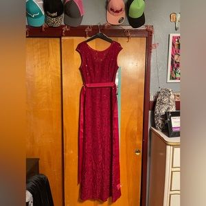 Red lace glittery dress